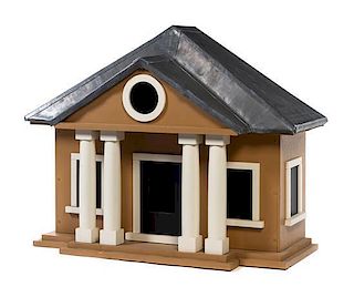 * A Painted Wood and Lead Dovecote Height 34 5/8 x width 44 7/8 x depth 22 1/2 inches.