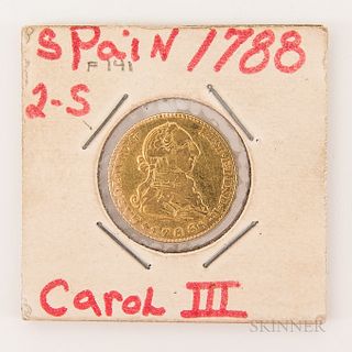 1788 Spanish 2 Escudos Gold Coin