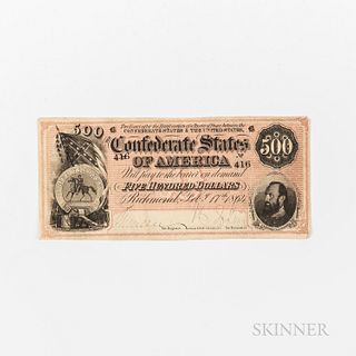 1864 Confederate $500 Note, T-64