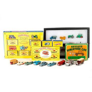 Matchbox cars and trucks gray wheels and black wheels, some boxed.