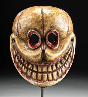 19th C. Nepalese Painted Wood Skull Mask