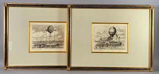 After Pierre Albert LeRoux, Two Ballooning Prints