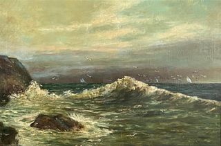 A.M. Hall Oil, Seascape, Coming Storm