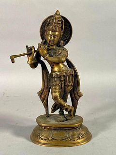 Indian Bronze Figure of Krishna Venugopala