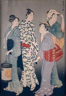 Japanese Color Woodblock Print, Torii Kiyonaga
