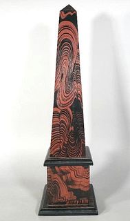 Hand Painted Marbled Wood Obelisk