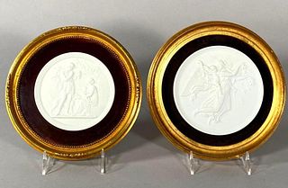 Two Framed Bisque Porcelain Relief Plaques, After Thorvaldsen