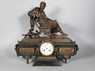 Napoleon III Figural Bronze Mantle Clock, 19thc.