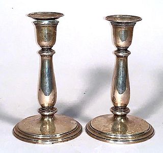 Pair of Tiffany Sterling Silver Candlesticks