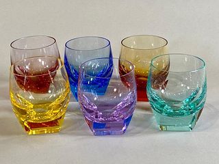 Set of Six Moser Crystal Double Old Fashion Glasses