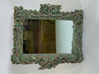 English Carved and Painted Pine Mirror, possibly 19thc.