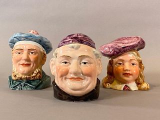Three German Majolica Figural Tobacco Jars