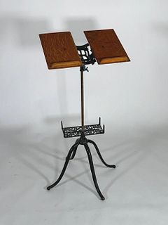 Victorian Oak and Cast Iron Book Stand