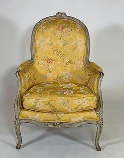 Louis XV Green Painted Bergere, 18thc.