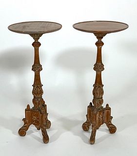 Pair of Continental Carved Pine Wine Stands