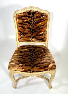 A Silk Cut Velvet Upholstered Louis XV Style Side Chair