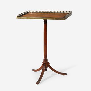 A Small George III Satinwood Table with Ebony and Palmwood Inlay and Brass Gallery, Late 18th century