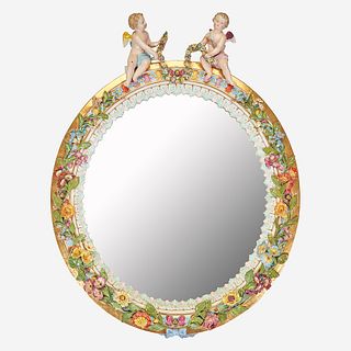 A Meissen Figural Mirror, Late 19th century