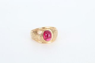 14K Gold & Imitation Ruby Ring