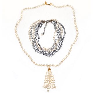 Two MIriam Haskell Faux Pearl Necklaces