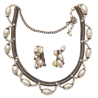 Miriam Haskell Faux Pearl Jewelry Suite
