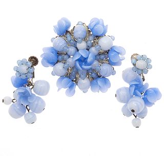 Miriam Haskell Blue Glass Jewelry Suite