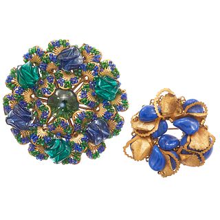 Group of Two Miriam Haskell Brooches