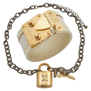 Louis Vuitton Padlock Necklace with Leather "Koala" Bracelet