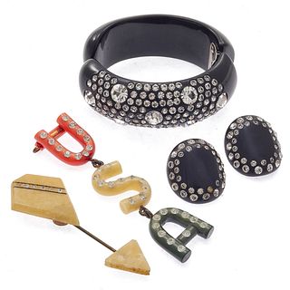 Collection of Rhinestone, Bakelite Jewelry Items