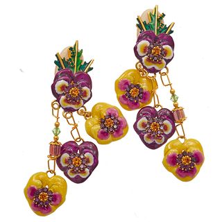 Pair of Lunch at the Ritz "Bunches of Pansies" Earrings