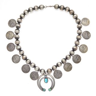 Navajo Turquoise, Coin Silver Necklace