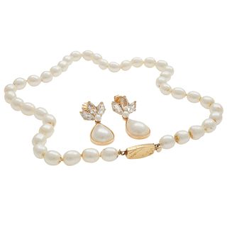 Collection of Pearl, White Topaz, 18k, 14k Jewelry