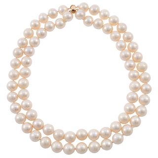 South Sea Cultured Pearl, 14k Double Strand Necklace