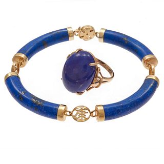 Lapis Lazuli, 14k Yellow Gold Bracelet and Ring