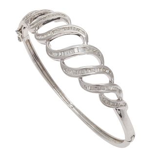 Diamond, 14k White Gold Bangle Bracelet