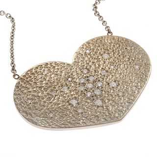 Diamond, 14k White Gold Heart Necklace