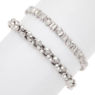 Collection of Two 14k White Gold Bracelets