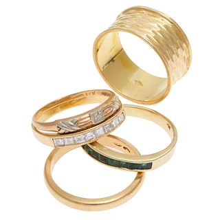 Collection of Diamond, Emerald, 18k, 14k Stacking Rings