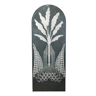Art Deco Etched Glass Panel