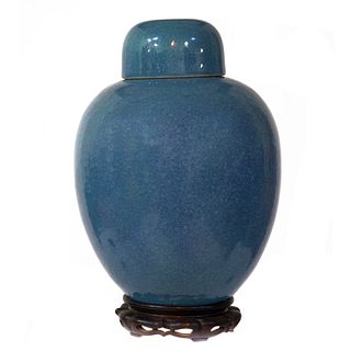Robin's Egg Blue Glazed Jar 
