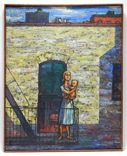 Samuel Norkin Social Realist City Mother Painting
