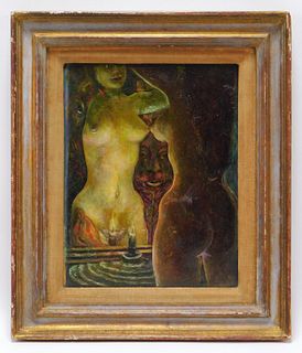 Modern Surrealist Nude Woman Painting