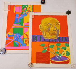 2 John Grillo Polychrome Expressionist Lithographs