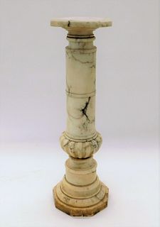 Victorian White Marble Column Pedestal