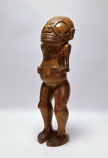 Balinese Wild Face Carved Wood Sculpture