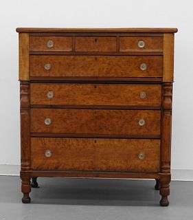 19C New England Country Sheraton Maple Chest