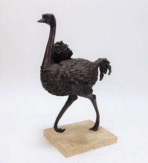 Cynthia Lyman Modern Bronze Ostrich Sculpture