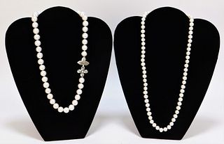 2PC 14K Gold Pearl String Necklaces