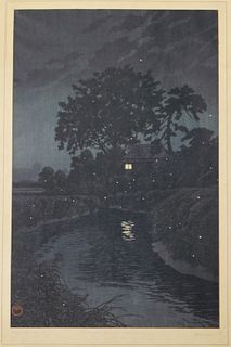 Kawase Hasui Minuma River in Omiya Woodblock Print