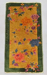 Chinese Art Deco Floral Silk Rug